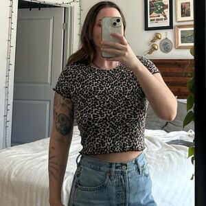American Eagle Outfitters Leopard Print Crop Top